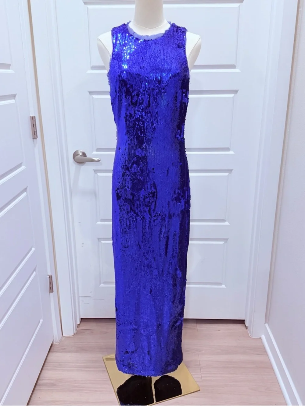 Halston Heritage Electric Blue Sequin Maxi Dress - Picture 5 of 11
